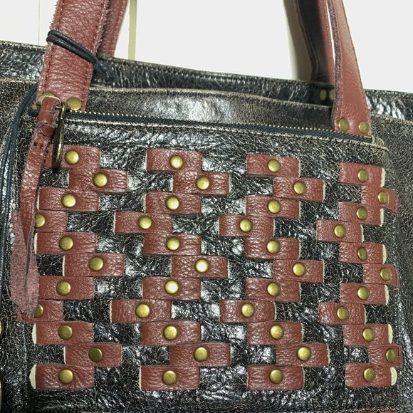 MUXO Distressed Black Leather Weekender Tote - Picture 3 of 13